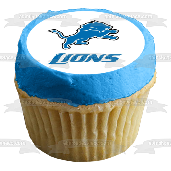 Imagen de decoración comestible para tarta de fútbol americano profesional con logotipo de los Detroit Lions de la NFL ABPID06392 