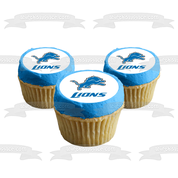 Imagen de decoración comestible para tarta de fútbol americano profesional con logotipo de los Detroit Lions de la NFL ABPID06392 