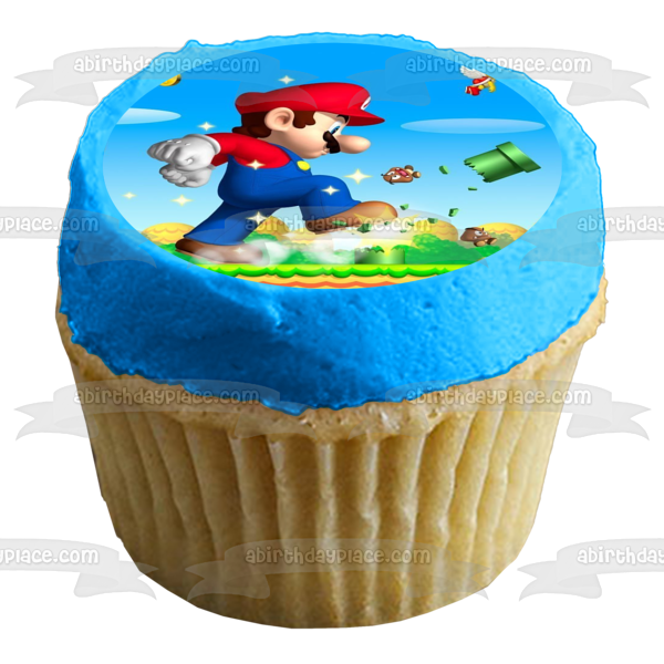 Adorno comestible para tarta con monedas y setas de Yoshi de Super Mario Brothers, imagen ABPID06385 