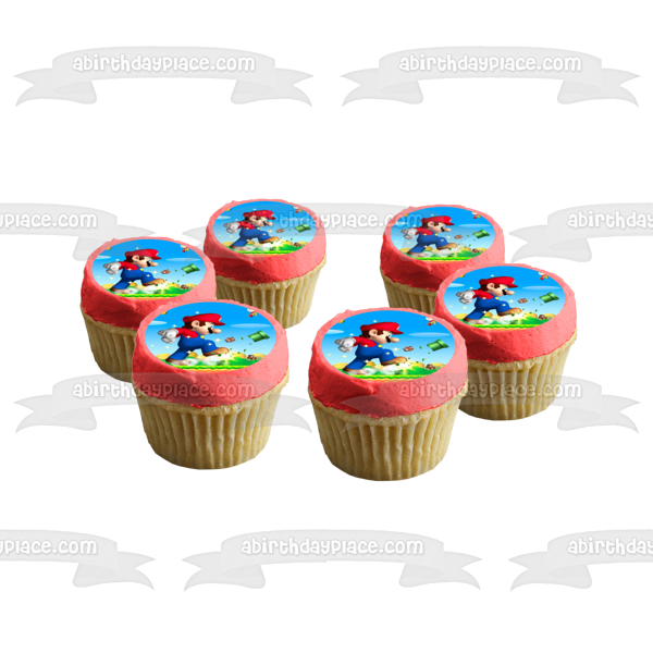 Adorno comestible para tarta con monedas y setas de Yoshi de Super Mario Brothers, imagen ABPID06385 