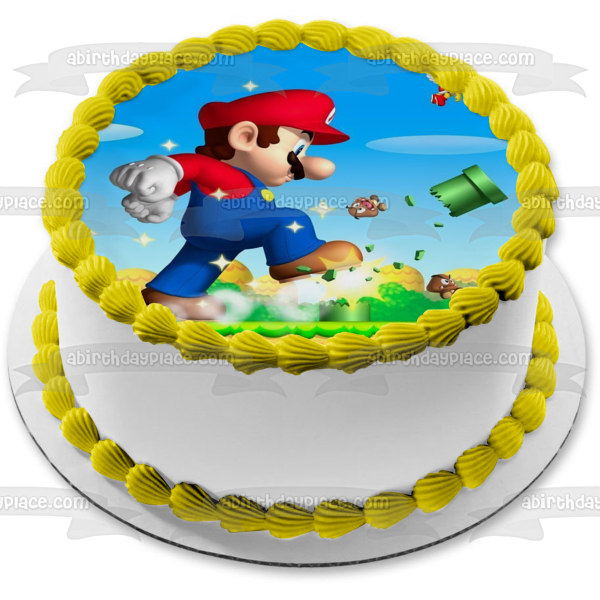 Adorno comestible para tarta con monedas y setas de Yoshi de Super Mario Brothers, imagen ABPID06385 