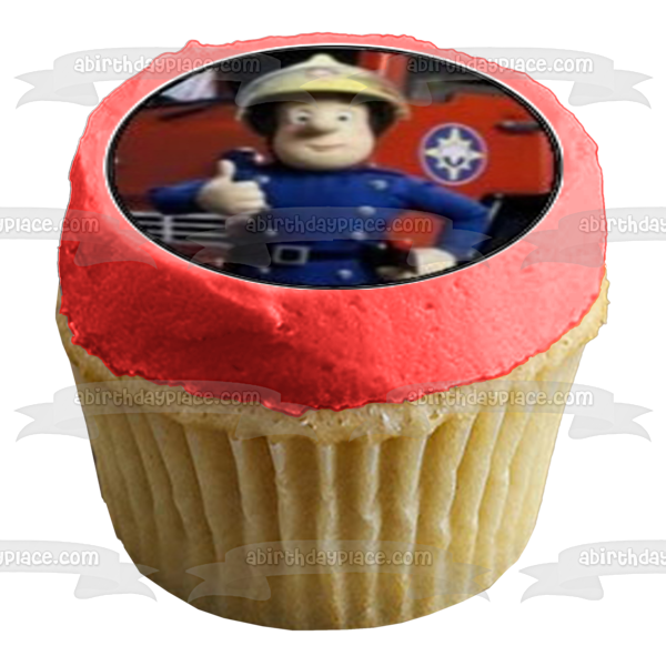 Fireman Sam Co-Workers Hose and a Fire Truck Edible Cupcake Topper Images ABPID03896