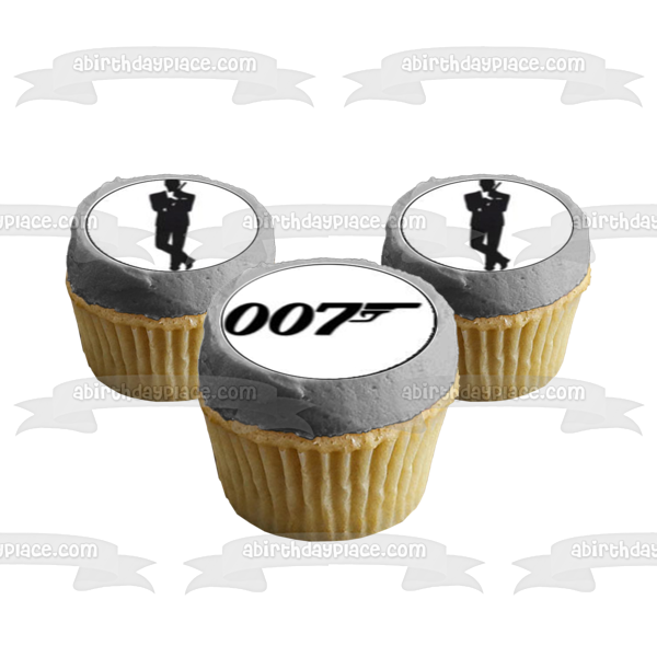 James Bond 007 Gun and Logo Edible Cupcake Topper Images ABPID04684