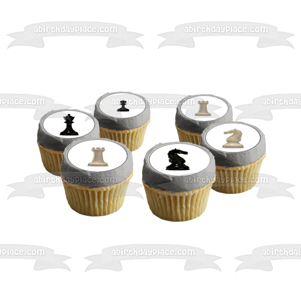 Piezas de ajedrez juego de mesa Cupcake Toppers 24 unidades comestibles Cupcake Topper Imágenes ABPID50794 