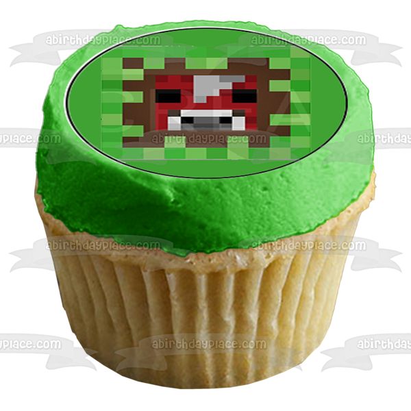 Minecraft Assorted Faces Steve Creeper Ghast Pig Cow Sheep Mooshroom Enderman Edible Cupcake Topper Images ABPID51391