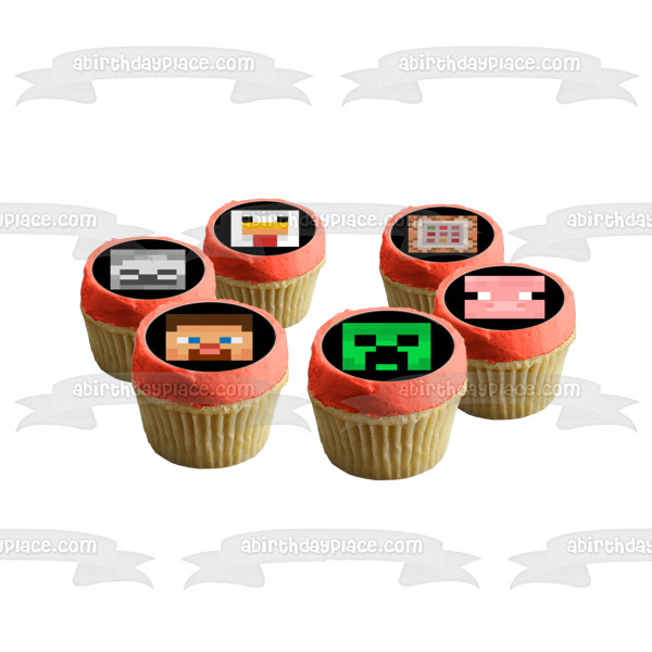 Minecraft Caras Surtidas Steve Enderman Jane Pig Tnt Esqueleto Pato Comestible Cupcake Topper Imágenes ABPID51392 