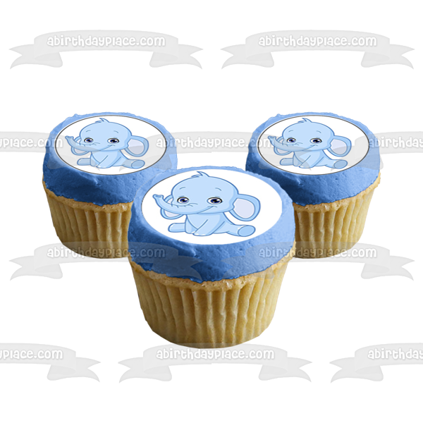 Blue Elephant It's a Boy Cupcakes Edible Cupcake Topper Images ABPID52834