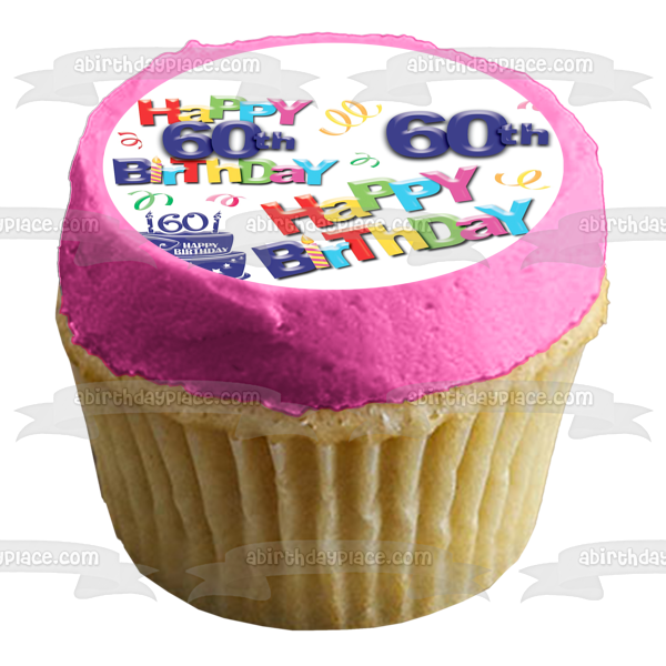 Happy 60th Birthday Cake Candle Edible Cake Topper Image ABPID04258