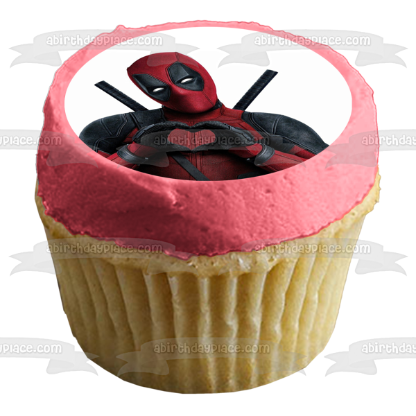 Imagen comestible para decoración de tarta con manos de corazón de Deadpool ABPID06262 