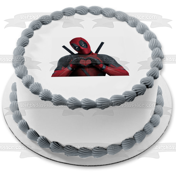 Imagen comestible para decoración de tarta con manos de corazón de Deadpool ABPID06262 