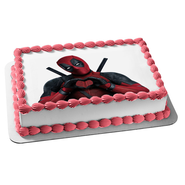 Imagen comestible para decoración de tarta con manos de corazón de Deadpool ABPID06262 