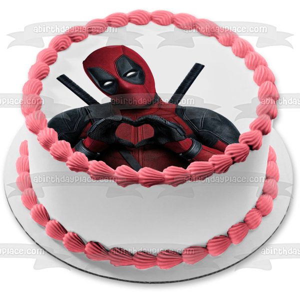 Imagen comestible para decoración de tarta con manos de corazón de Deadpool ABPID06262 