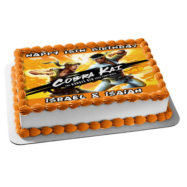 Cobra Kai the Karate Kid Saga Continues Video Game Happy Birthday Customizable Edible Cake Topper Image ABPID53709