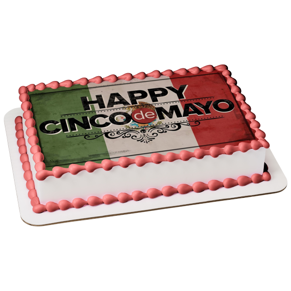 Feliz Cinco De Mayo Bandera Mexicana Adorno Comestible Para Pastel Imagen ABPID06275 