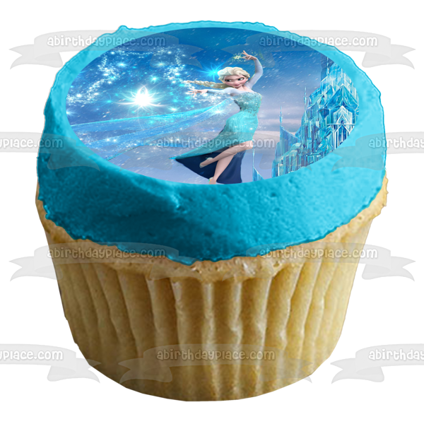 Imagen comestible para decoración de tarta de Frozen Elsa y un castillo de hielo ABPID04347 