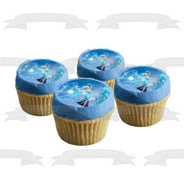 Imagen comestible para decoración de tarta de Frozen Elsa y un castillo de hielo ABPID04347 