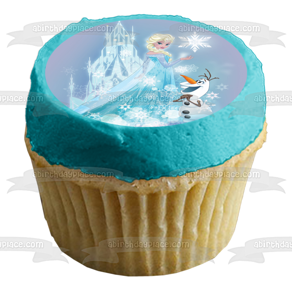 Frozen Elsa Olaf and an Ice Castle Edible Cake Topper Image ABPID04360