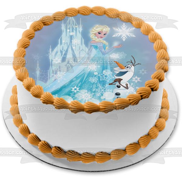 Frozen Elsa Olaf and an Ice Castle Edible Cake Topper Image ABPID04360