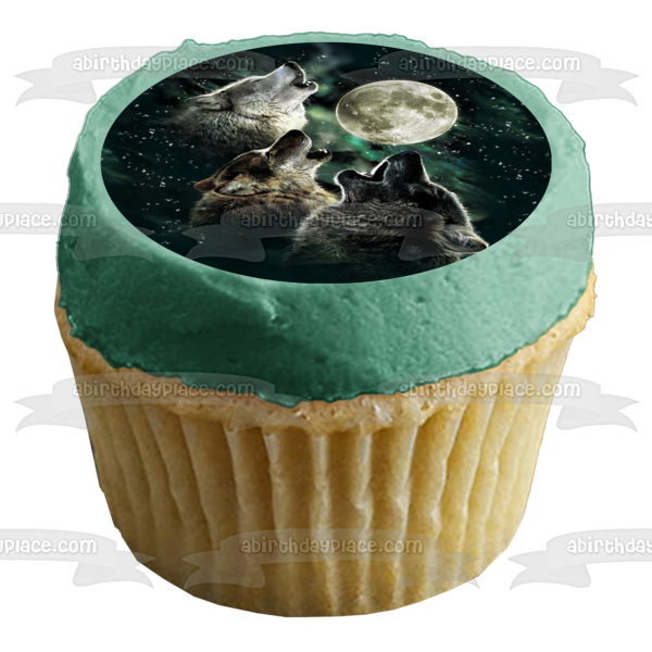 Adorno comestible para tarta con lobos aullando a la luna, imagen ABPID06320 