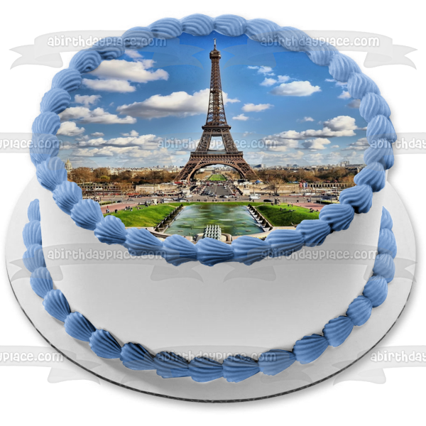 Torre Eiffel Bonjour París Francia Cielo Nubes Imagen comestible para tarta ABPID04413 