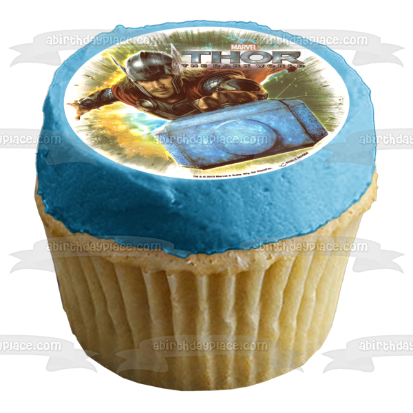 Thor the Dark World Wielding His Mallet Edible Cake Topper Image ABPID04425