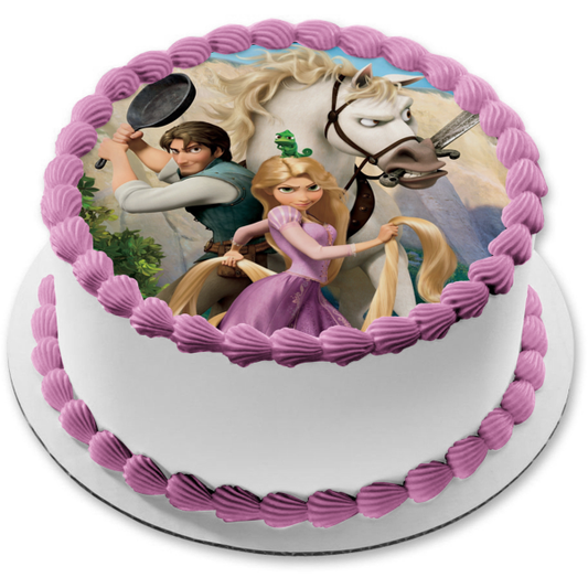 Imagen comestible para tarta de Rapunzel Flynn Rider y Maximus enredados ABPID04440 