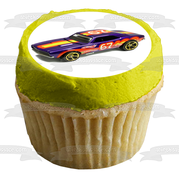 Imágenes de decoración comestible para cupcakes de Muscle Cars, verde, amarillo, azul y blanco, ABPID06375 