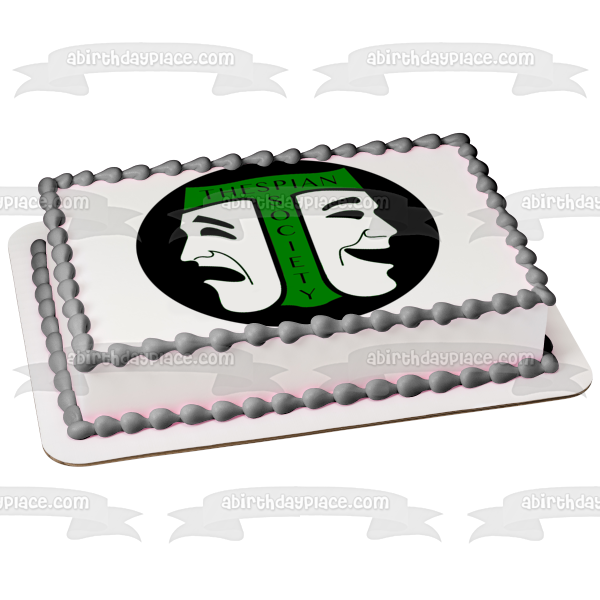 International Thespian Society Green Drama Edible Cake Topper Image ABPID04483