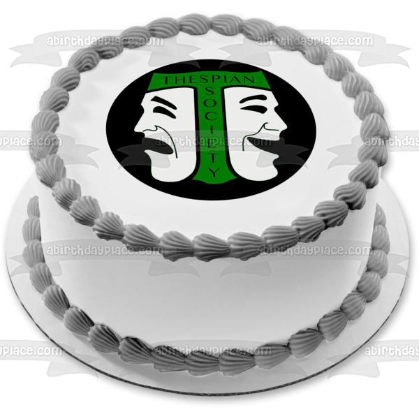 International Thespian Society Green Drama Edible Cake Topper Image ABPID04483