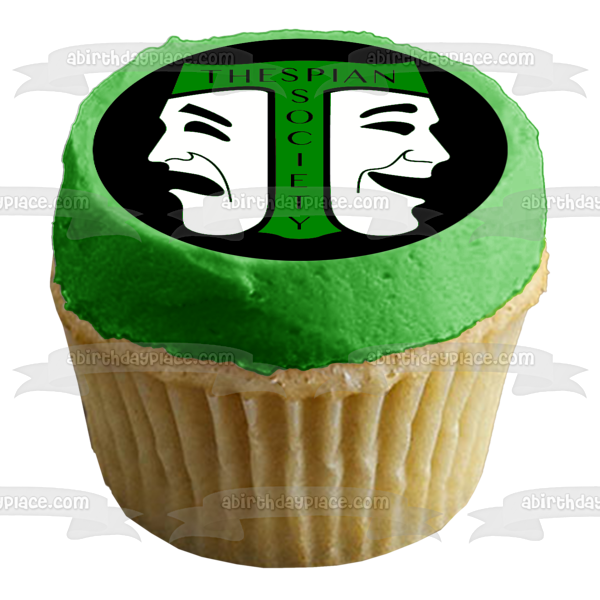 International Thespian Society Green Drama Edible Cake Topper Image ABPID04483