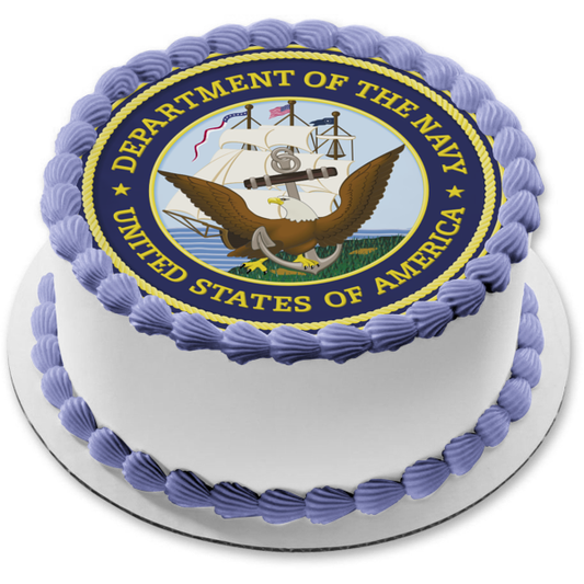 Imagen de decoración comestible para tarta con sello del Departamento de la Marina de los Estados Unidos de América ABPID06399 