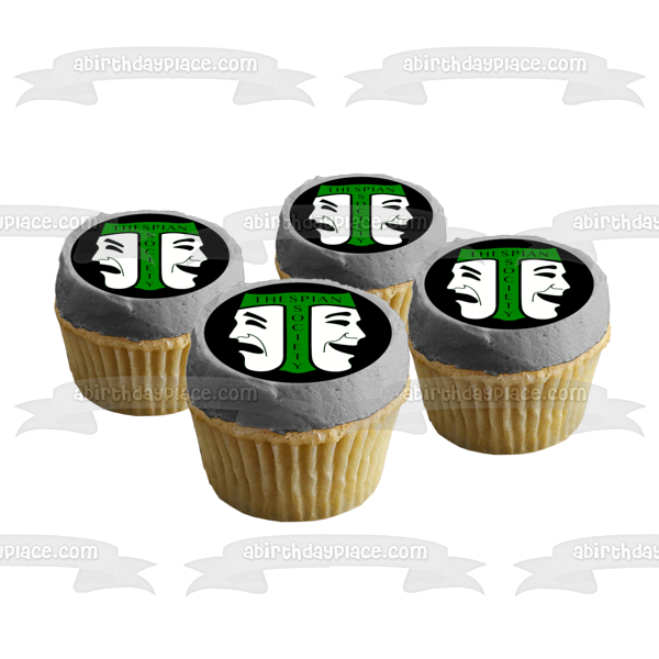 International Thespian Society Green Drama Edible Cake Topper Image ABPID04483