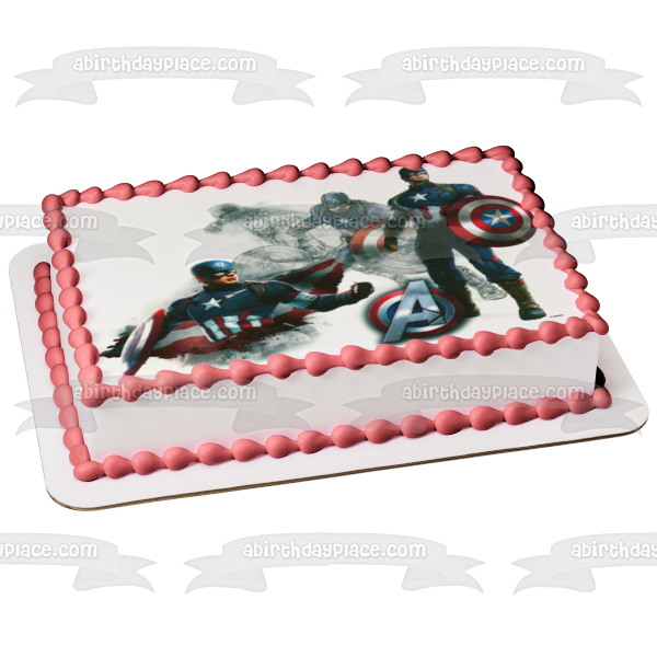 Avengers 2 Captain America Shield Edible Cake Topper Image ABPID06417