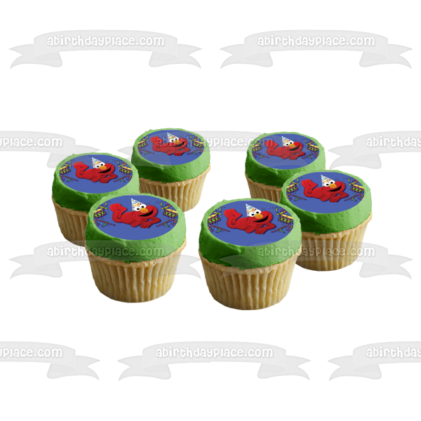 Sesame Street Elmo Party Hat  Drums and Confetti Edible Cake Topper Image ABPID04556