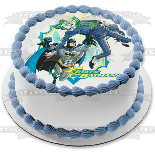 The Joker Meets Batman Edible Cake Topper Image ABPID04578