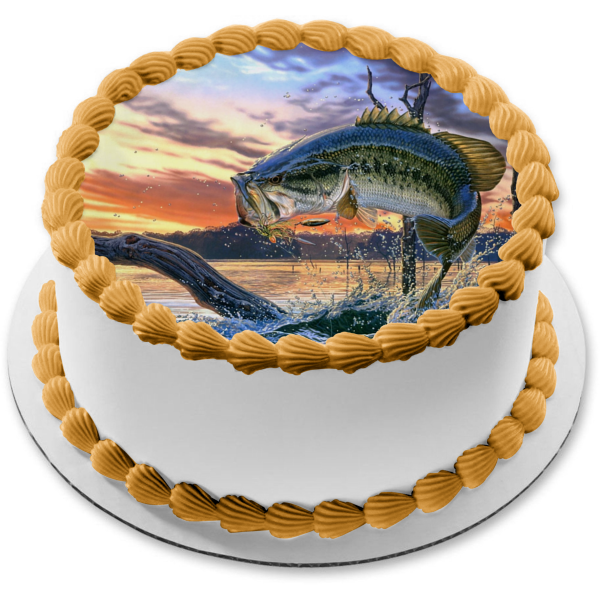 Large Bass Fish Topper/ Fisherman's Birthday Cake Topper/ Fishing Cake Kit/  Bass Fish Cake Kit/ Fishing Cake Kit Topper 