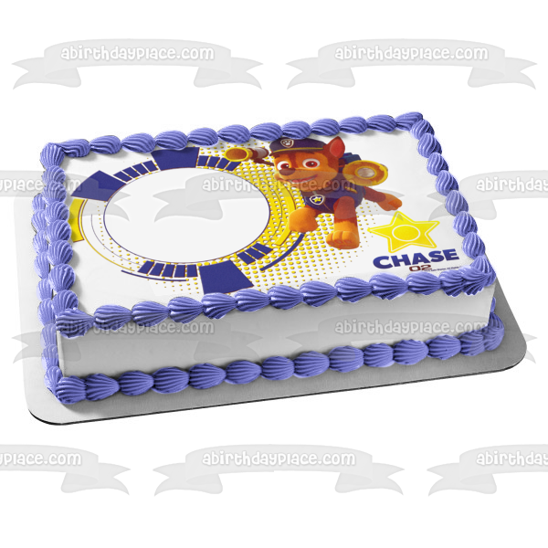 Marco de imagen comestible para decoración de tarta, estrella de la policía de Chase de la Patrulla Canina ABPID06452 