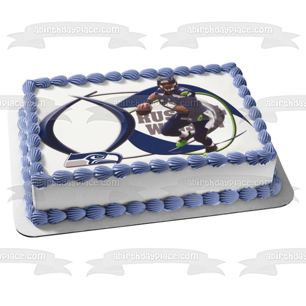 Seattle Seahawks Logo NFL Russel Wilson Edible Cake Topper Image ABPID06455