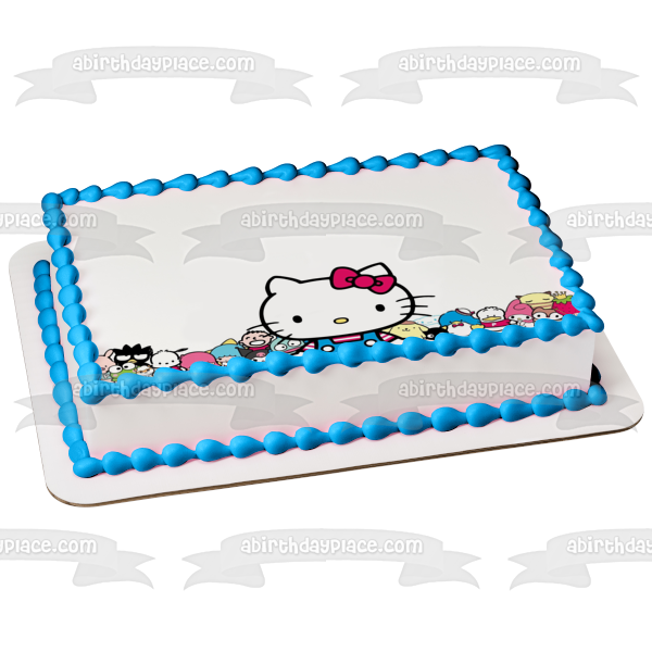 Decoración comestible para tarta de Hello Kitty y sus amigos, My Melody y Badtz-Maru, imagen ABPID06467 