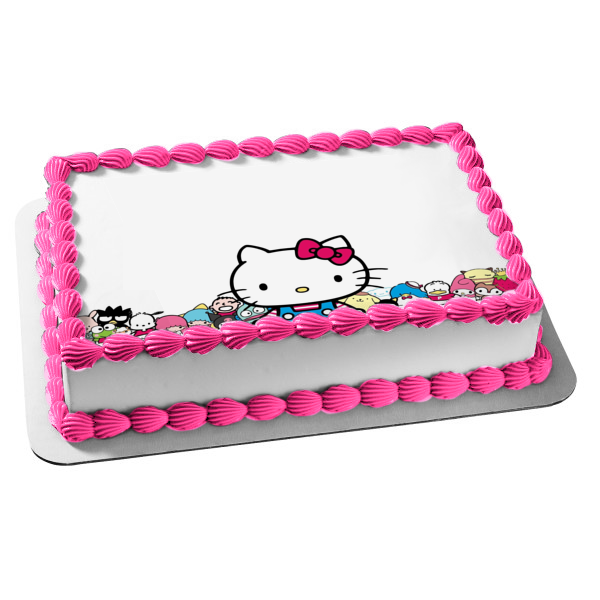 Decoración comestible para tarta de Hello Kitty y sus amigos, My Melody y Badtz-Maru, imagen ABPID06467 