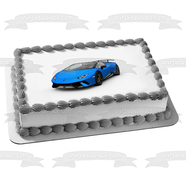 Lamborghini azul con fondo blanco Imagen comestible para decoración de tarta ABPID06468 