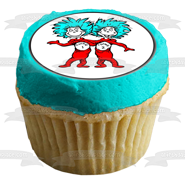 Dr. Seuss Cosa 1 y Cosa 2 Imagen comestible para decoración de tarta ABPID04635 