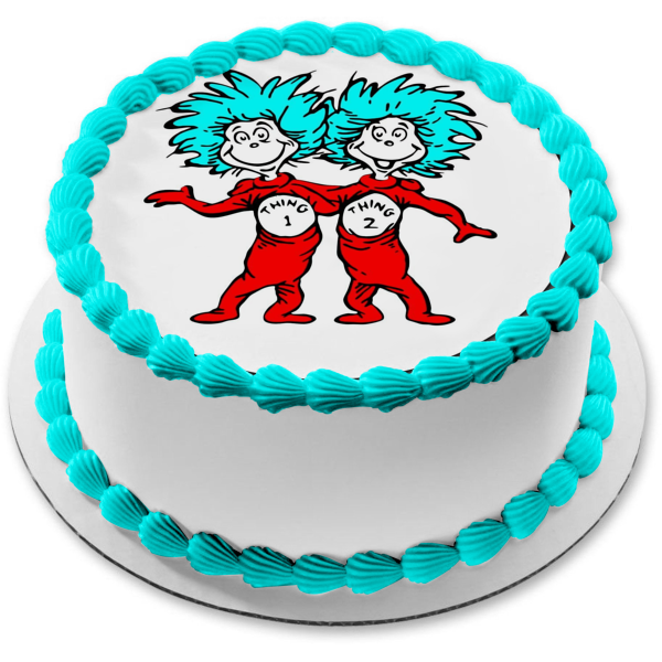 Dr. Seuss Cosa 1 y Cosa 2 Imagen comestible para decoración de tarta ABPID04635 