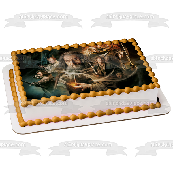 The Hobbit Gandalf Bilbo Thorin Legolas Thranduil Tauriel and Bard Edible Cake Topper Image ABPID06498