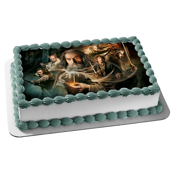 The Hobbit Gandalf Bilbo Thorin Legolas Thranduil Tauriel and Bard Edible Cake Topper Image ABPID06498