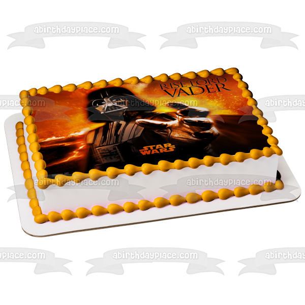 Star Wars Logo Darth Vader Rise Lord Vader with a Fiery Background Edible Cake Topper Image ABPID06504