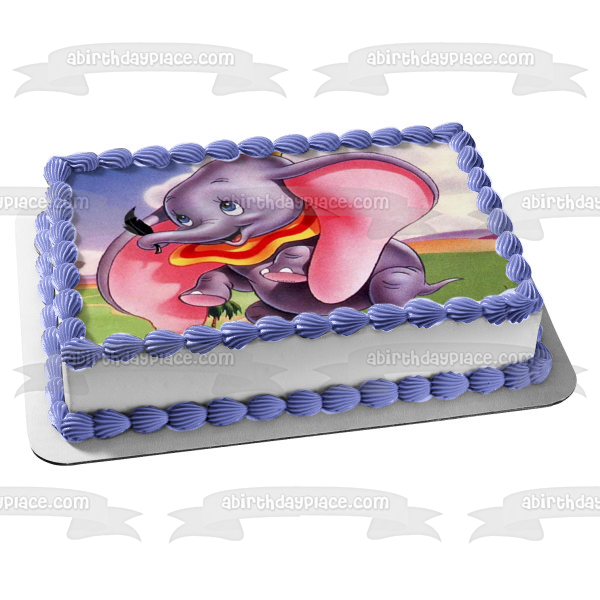 Dumbo Clouds and a Feather Edible Cake Topper Image ABPID06506