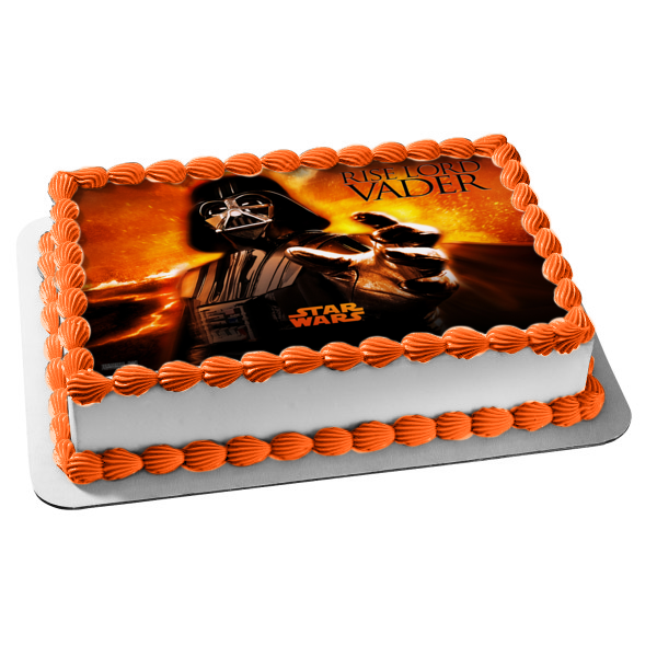 Star Wars Logo Darth Vader Rise Lord Vader with a Fiery Background Edible Cake Topper Image ABPID06504