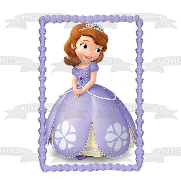 Sofia the First Ball Gown and a  Tiara Edible Cake Topper Image ABPID06511