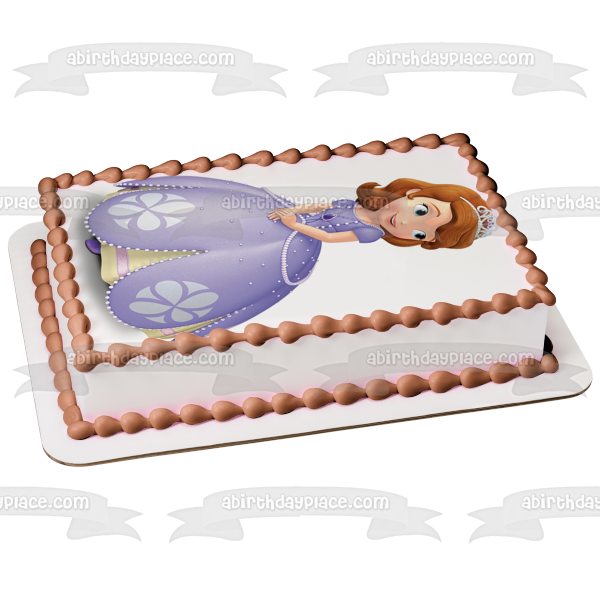 Sofia the First Ball Gown and a  Tiara Edible Cake Topper Image ABPID06511